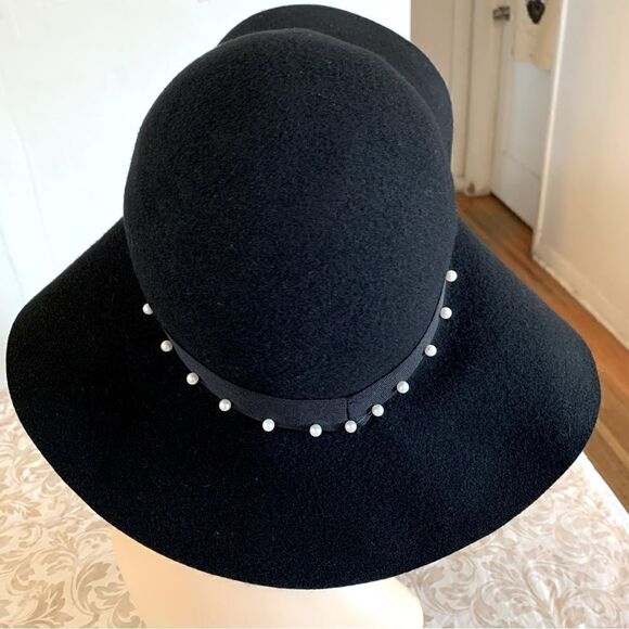 Floppy Wool Hat w/ Faux Pearl Hatband OSFA - Picture 3 of 7